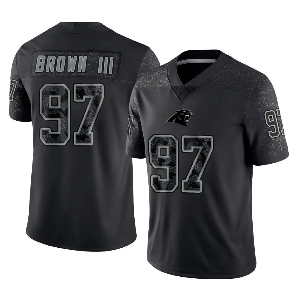 C.Panthers #97 Bobby Brown III Player Black Limited Reflective Game Odoa Stitched Jerseys