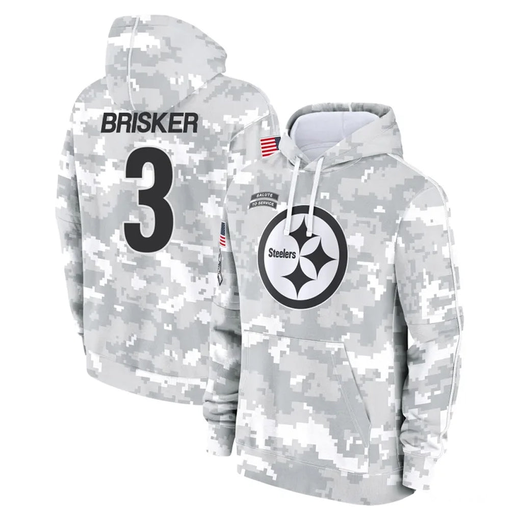 P.Steelers #3 Jaquan Brisker Player Arctic Camo Limited Salute to Service Pullover Hoodies Game Odoa Stitched Jerseys