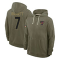 A.Cardinals #7 Jacoby Brissett Player Olive Salute to Service Pullover Hoodies Limited Odoa Stitched Jerseys