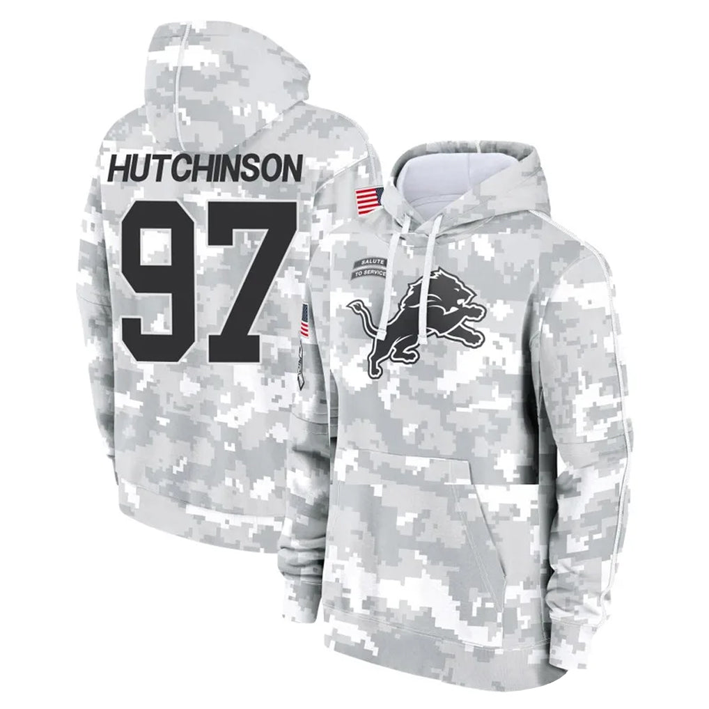 D.Lions #97 Aidan Hutchinson Player Arctic Camo Salute to Service Hoodies Limited Game Odoa Stitched Jerseys