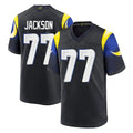 LA.Rams #77 Alaric Jackson Player Black Midnight Rivalries Collection Home Game Odoa Stitched Jerseys