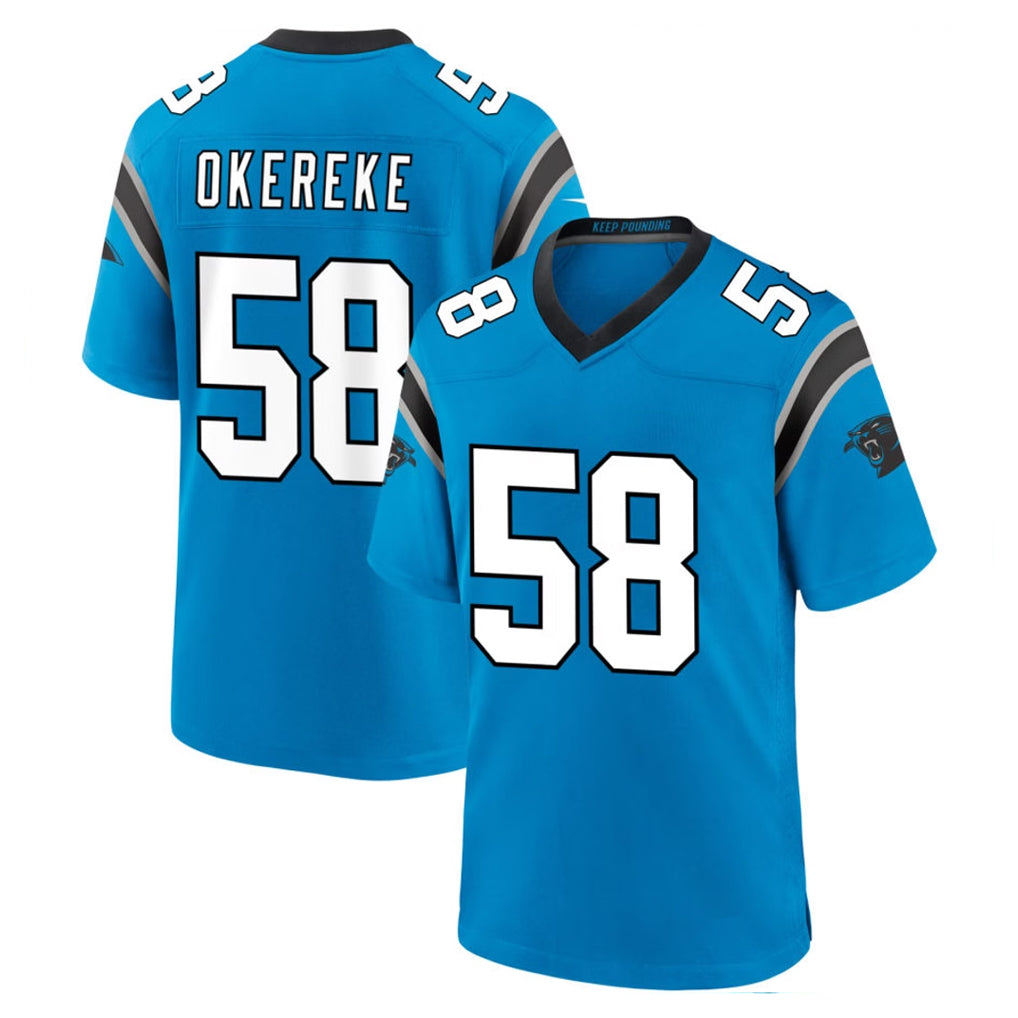 C.Panthers #58 Bobby Okereke Player Blue Home Game Odoa Stitched Jerseys