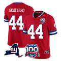 NY.Giants #44 Cam Skattebo Player Red 100th Season & State Patch Vapor Limited Home Game Odoa Stitched Jerseys