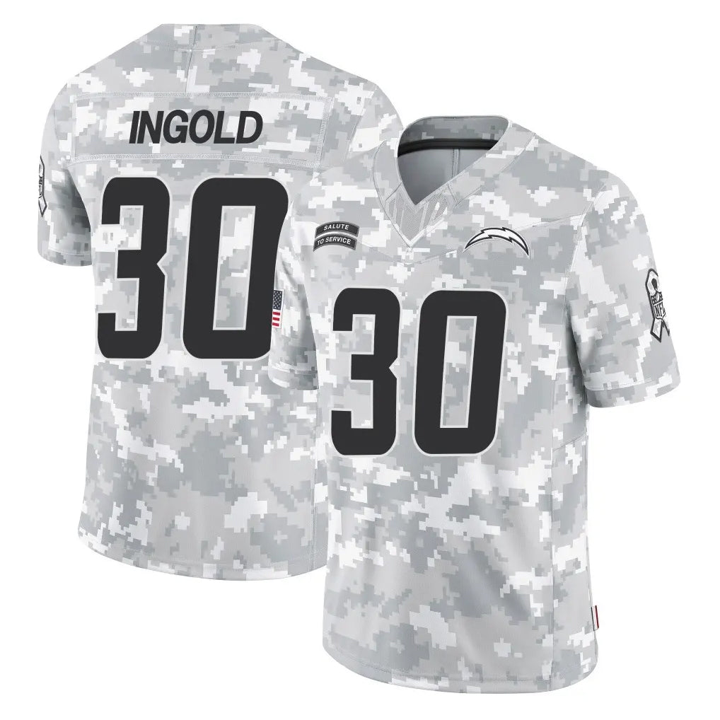 LA.Chargers #30 Alec Ingold Player Arctic Camo Salute To Service Limited Game Odoa Stitched Jerseys