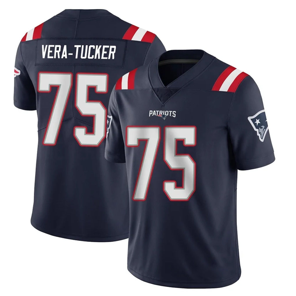 NE.Patriots #75 Alijah Vera-Tucker Player Navy Vapor Untouchable Home Game Odoa Stitched Jerseys