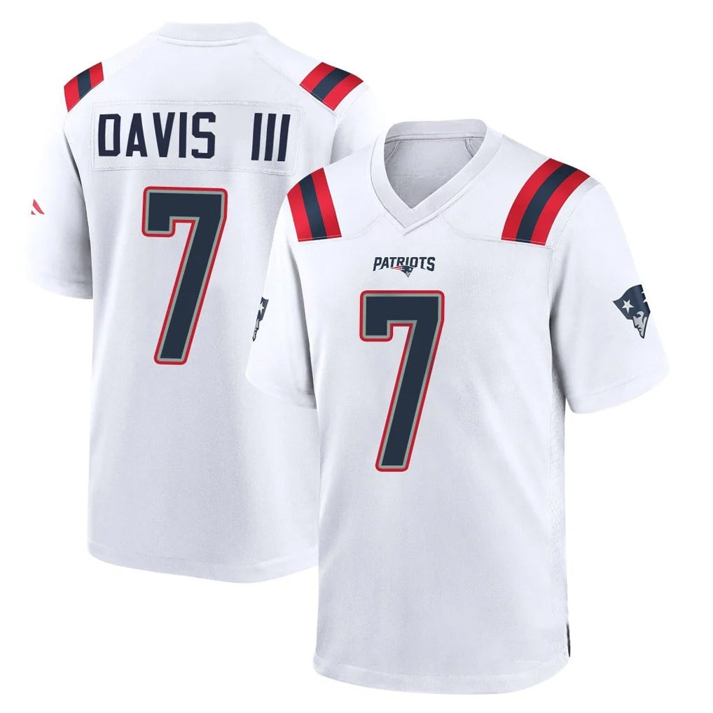 NE.Patriots #7 Carlton Davis III Player White Home Game Odoa Stitched Jerseys