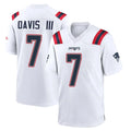 NE.Patriots #7 Carlton Davis III Player White Home Game Odoa Stitched Jerseys