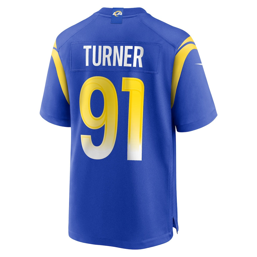 Odoa LA.Rams #91 Kobie Turner Royal Home Game Jersey