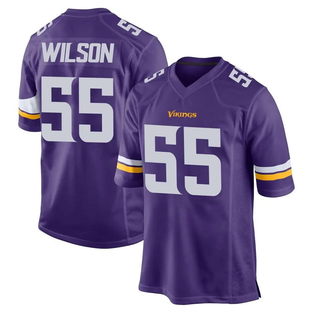 M.Vikings #55 Eric Wilson Player Purple Home Game Odoa Stitched Jerseys