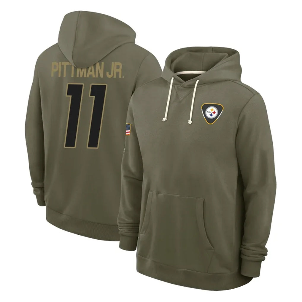 P.Steelers #11 Michael Pittman Jr. Player Olive Salute to Service Pullover Hoodies Limited Odoa Stitched Jerseys