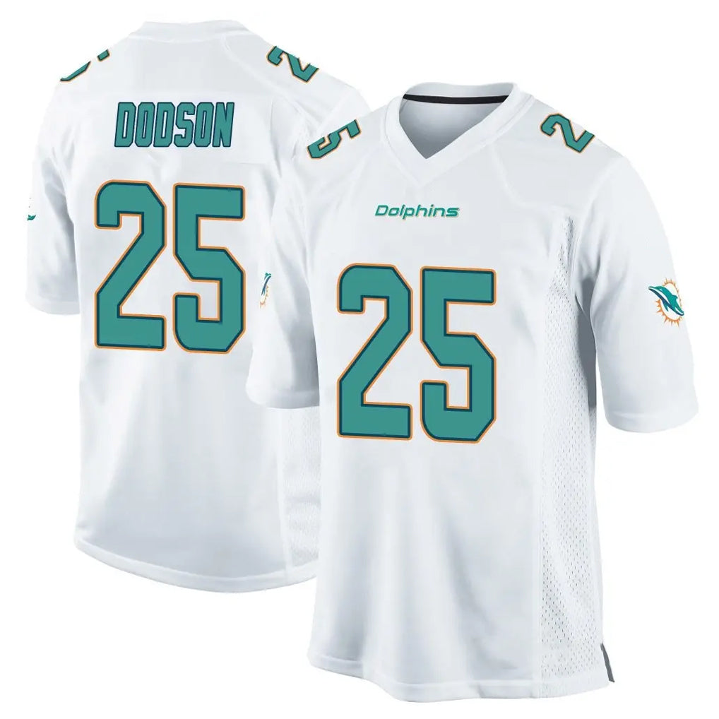 M.Dolphins #25 Tyrel Dodson Player White Home Game Odoa Stitched Jerseys