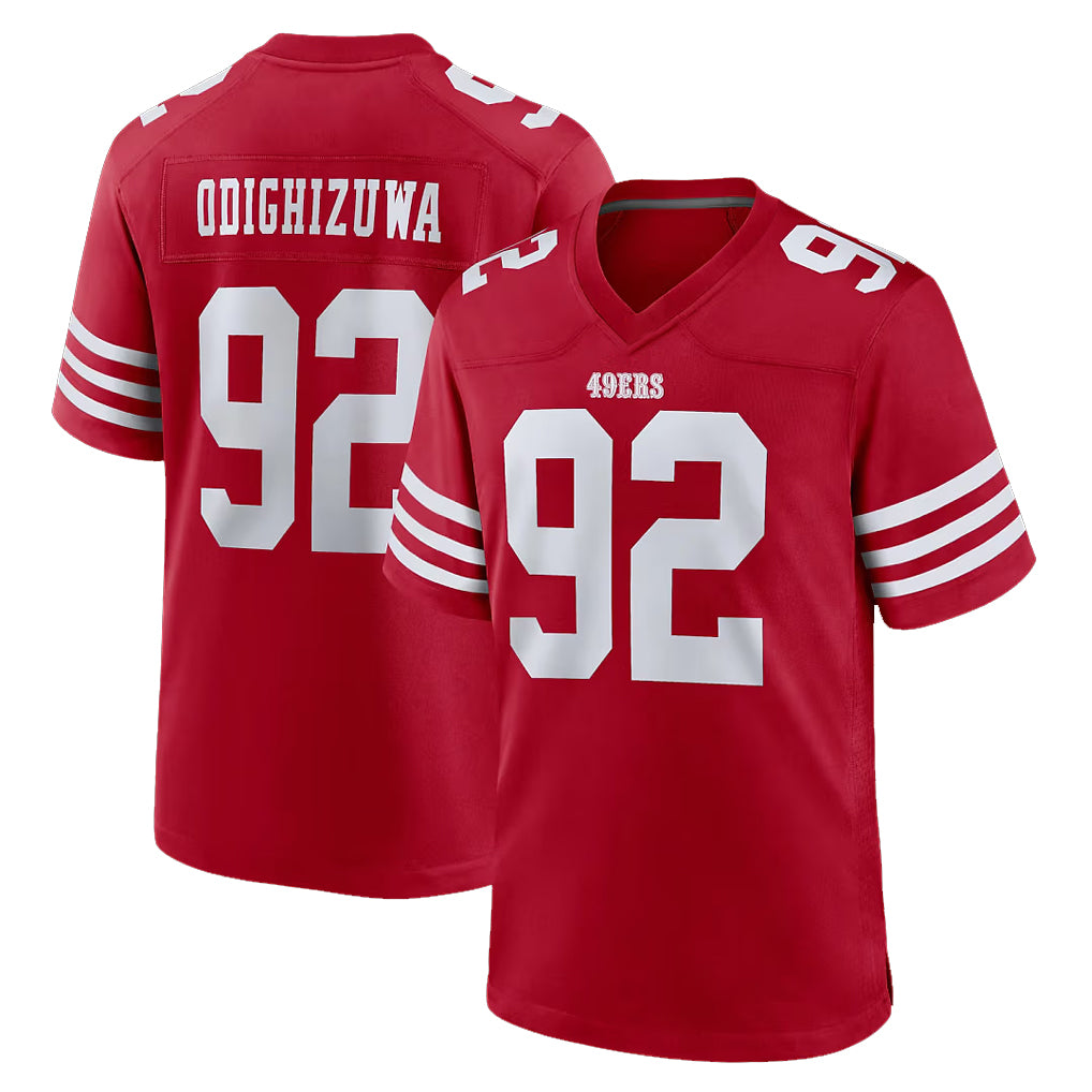 SF.49ers #92 Osa Odighizuwa Player Red Game Home Odoa Stitched Jerseys