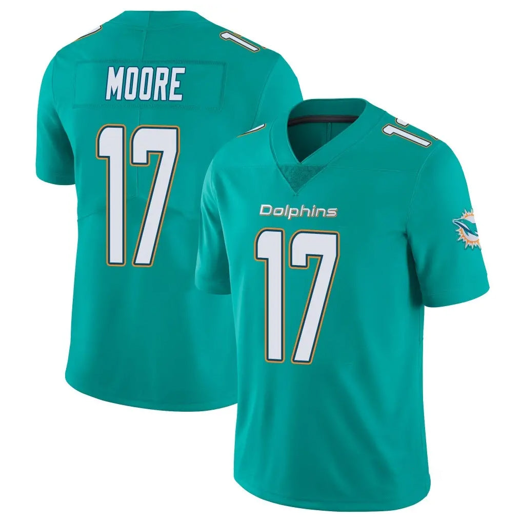 M.Dolphins #17 Trey Moore Player Aqua Limited Vapor Untouchable Home Game Odoa Stitched Jerseys