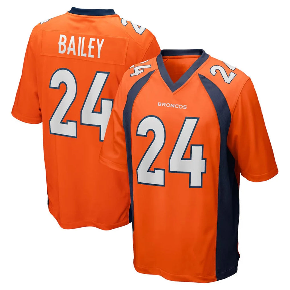 D.Broncos #24 Champ Bailey Player Orange Color Home Game Odoa Stitched Jerseys