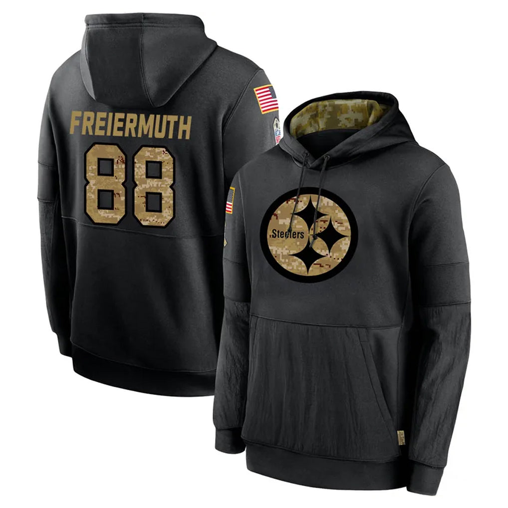 P.Steelers #88 Pat Freiermuth Player Black Salute to Service Hoodies Limited Game Odoa Stitched Jerseys