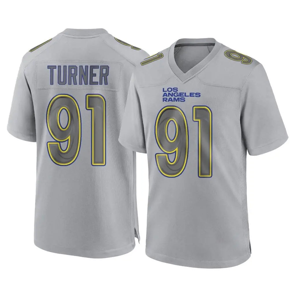 LA.Rams #91 Kobie Turner Player Gray Atmosphere Fashion Home Game Odoa Stitched Jerseys