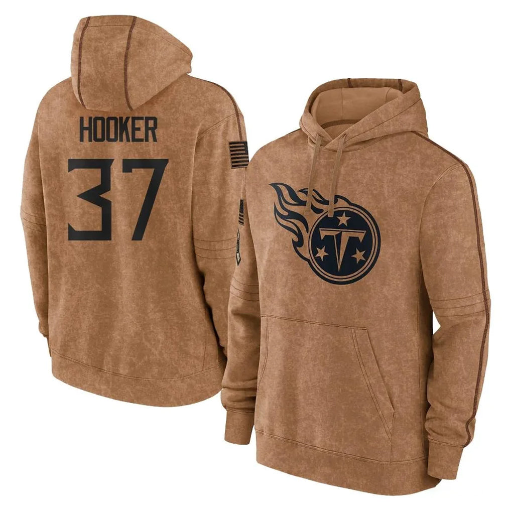 T.Titans #37 Amani Hooker Player Brown Salute To Service Club Pullover Hoodies Home Game Odoa Stitched Jerseys