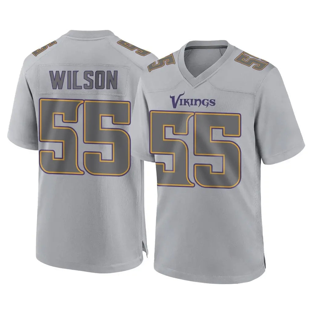 M.Vikings #55 Eric Wilson Player Gray Atmosphere Fashion Home Game Odoa Stitched Jerseys