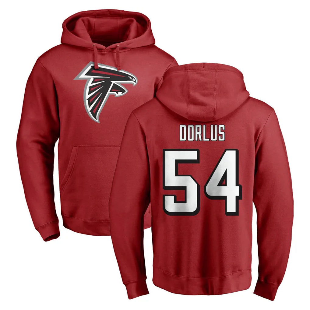 A.Falcons #54 Brandon Dorlus Player Red Pullover Hoodies Home Game Odoa Stitched Jerseys