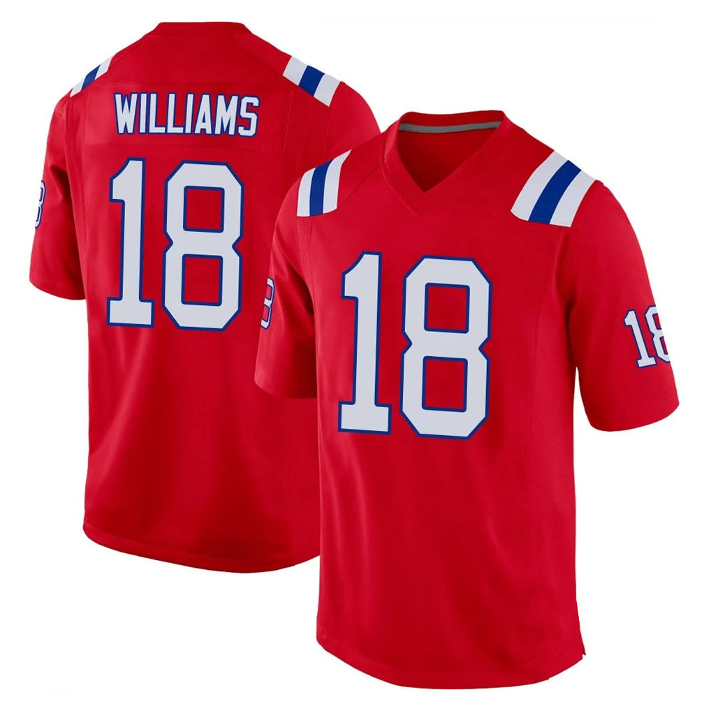 NE.Patriots #18 Kyle Williams Player Red Home Game Odoa Stitched Jerseys