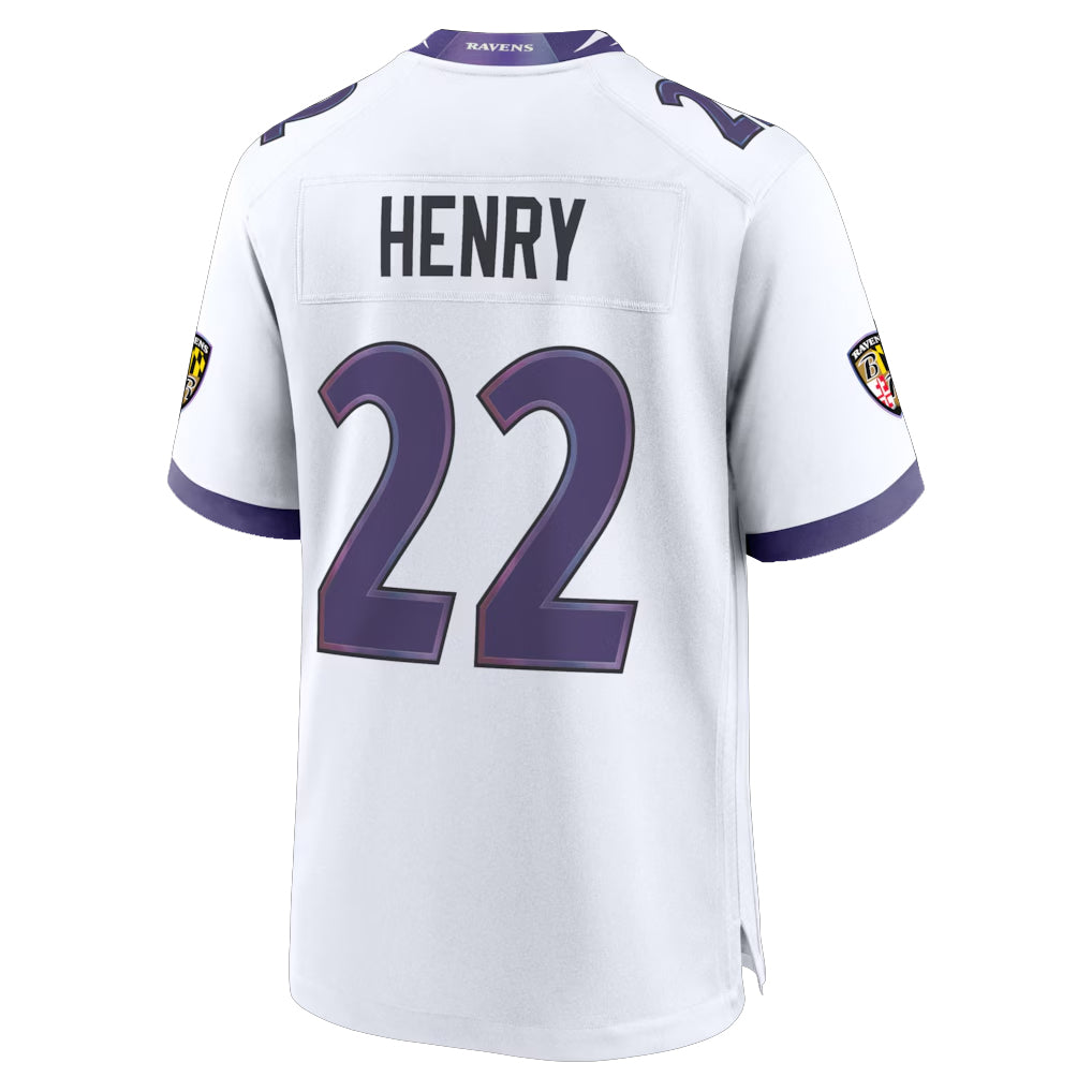 B.Ravens #22 Derrick Henry Player White Home Game Odoa Stitched Jerseys