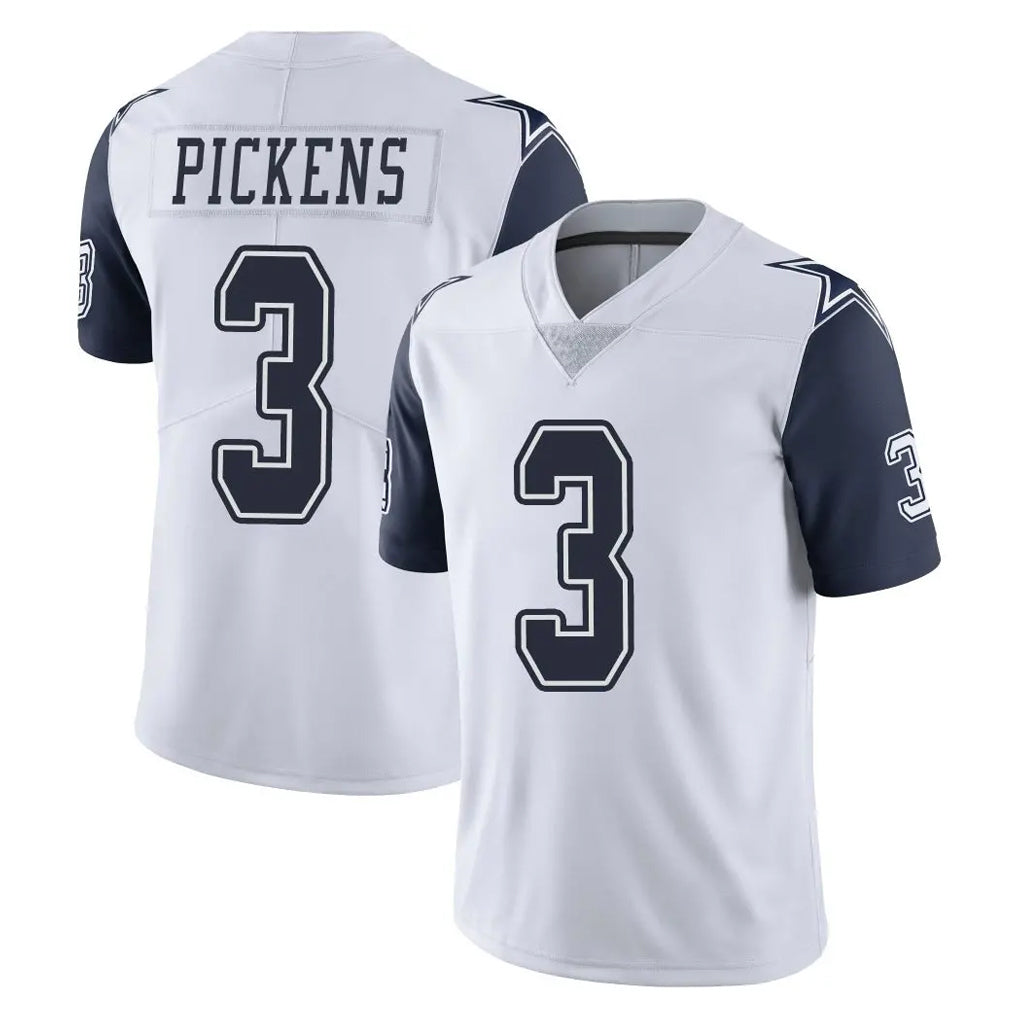 D.Cowboys #3 George Pickens Player White-Navy Limited Color Rush Vapor Untouchable Home Game Odoa Stitched Jerseys