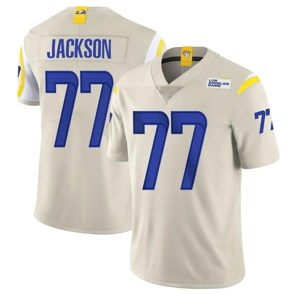LA.Rams #77 Alaric Jackson Player Bone Limited Vapor Home Game Odoa Stitched Jerseys