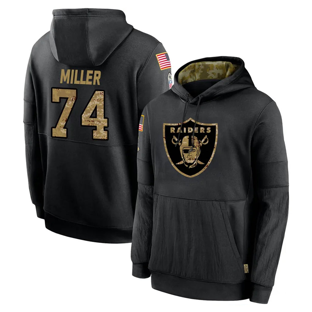 LV.Raiders #74 Kolton Miller Player Black Salute to Service Hoodies Limited Game Odoa Stitched Jerseys