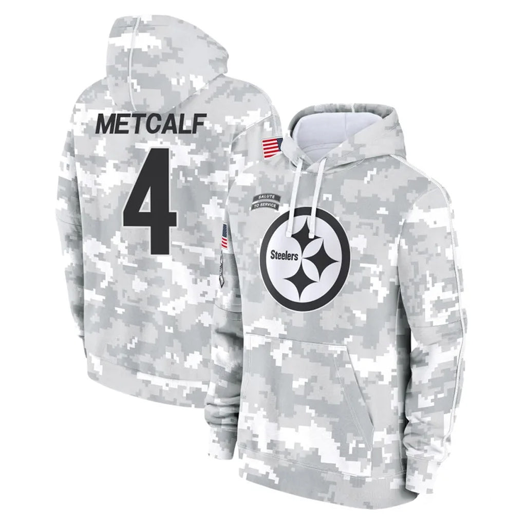 P.Steelers #4 DK Metcalf Player Arctic Camo Limited Salute to Service Pullover Hoodies Game Odoa Stitched Jerseys