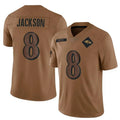 B.Ravens #8 Lamar Jackson Player Brown Salute To Service Limited Odoa Stitched Jerseys