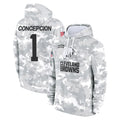 C.Browns #1 KC Concepcion Player Arctic Camo Salute to Service Hoodies Limited Game Odoa Stitched Jerseys