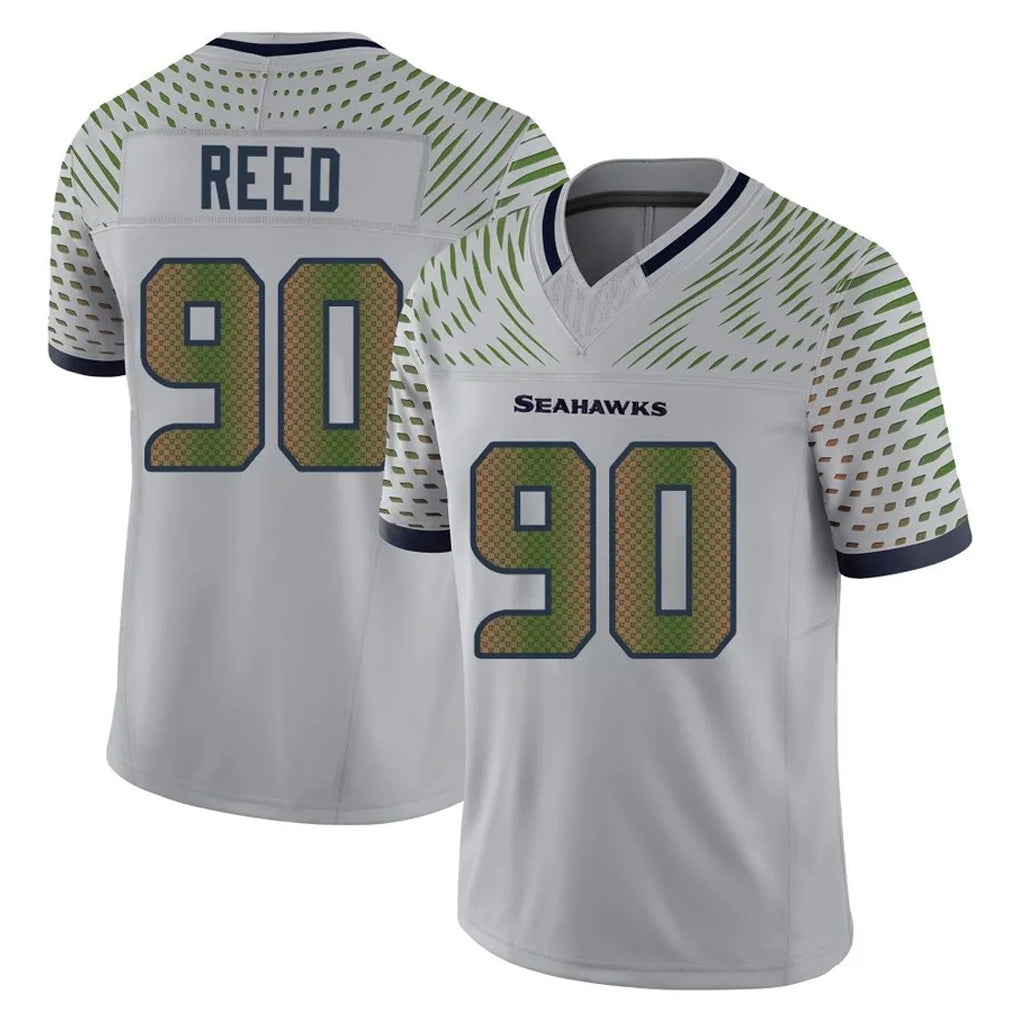 S.Seahawks #90 Jarran Reed Player Grey Limited 2025 Rivalries Collection Home Game Odoa Stitched Jerseys