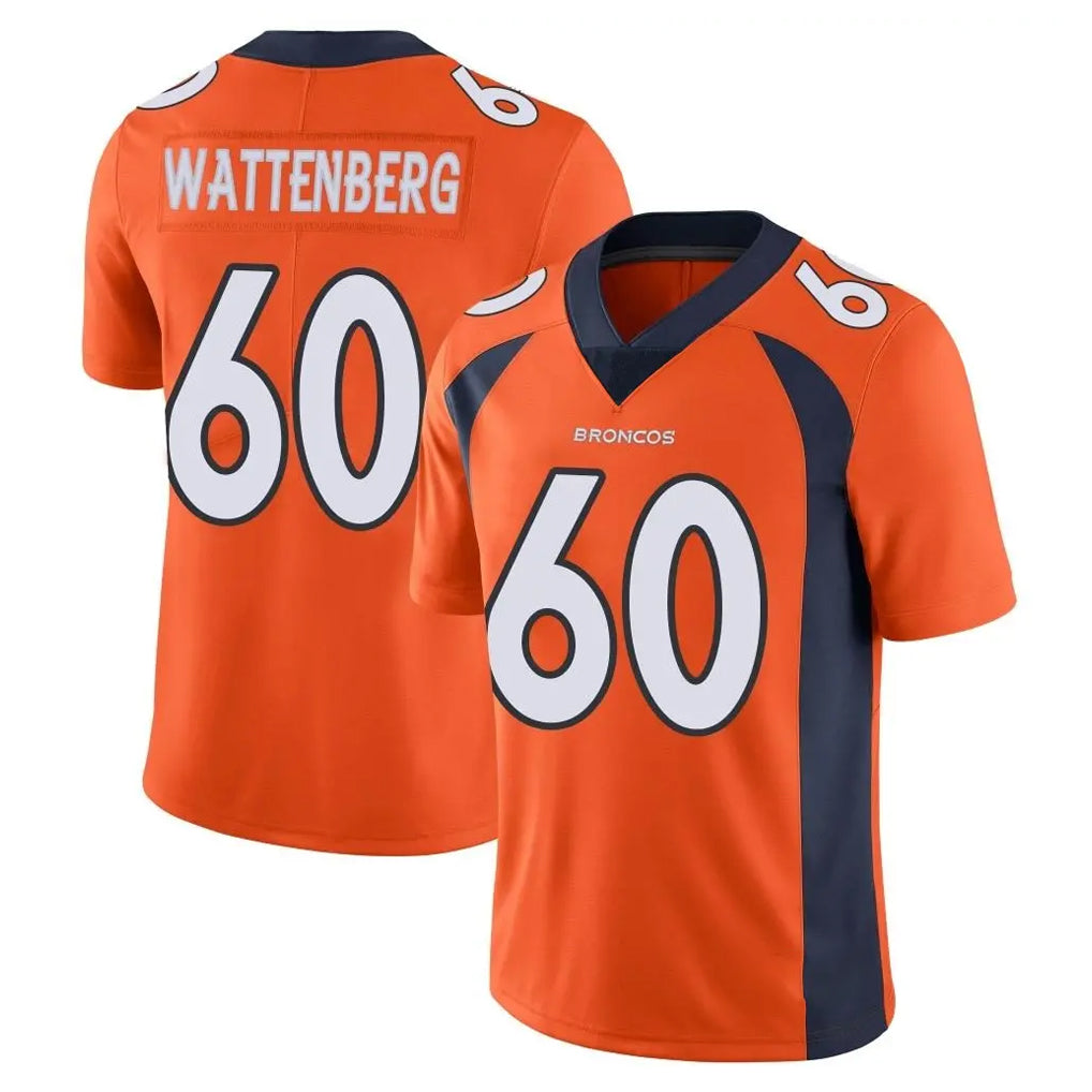 D.Broncos #60 Luke Wattenberg Player Orange Color Vapor Untouchable Limited Game Odoa Stitched Jerseys