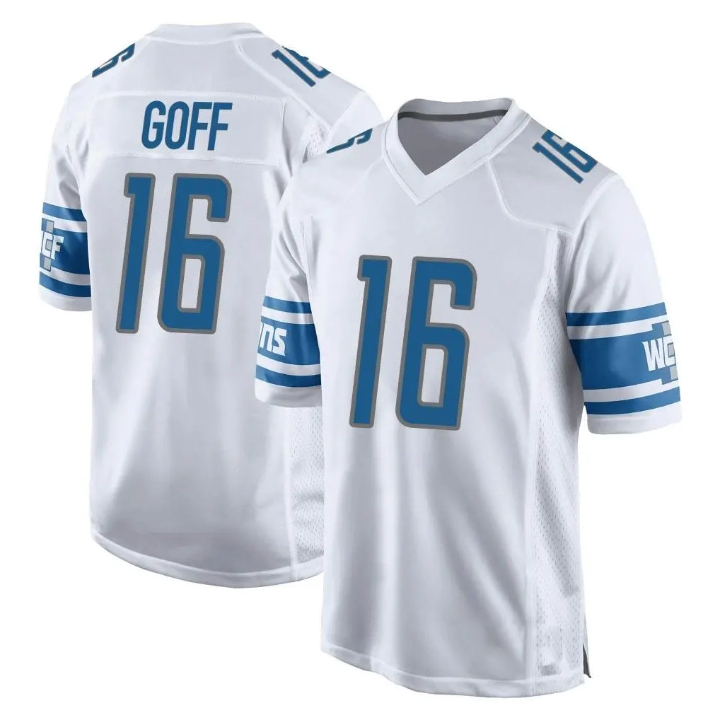 D.Lions #16 Jared Goff Player White Home Game Odoa Stitched Jerseys