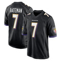 B.Ravens #7 Rashod Bateman Player Black Home Game Odoa Stitched Jerseys