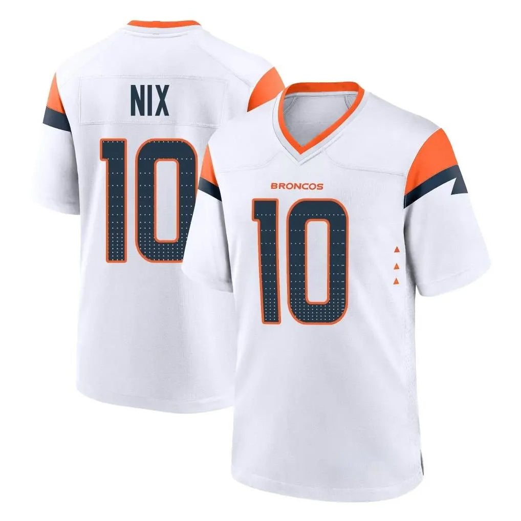 D.Broncos #10 Bo Nix Player White Home Game Odoa Stitched Jerseys