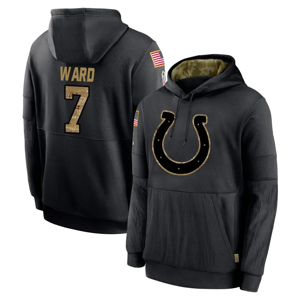 IN.Colts #7 Charvarius Ward Sr. Player Black Salute to Service Hoodies Limited Game Odoa Stitched Jerseys