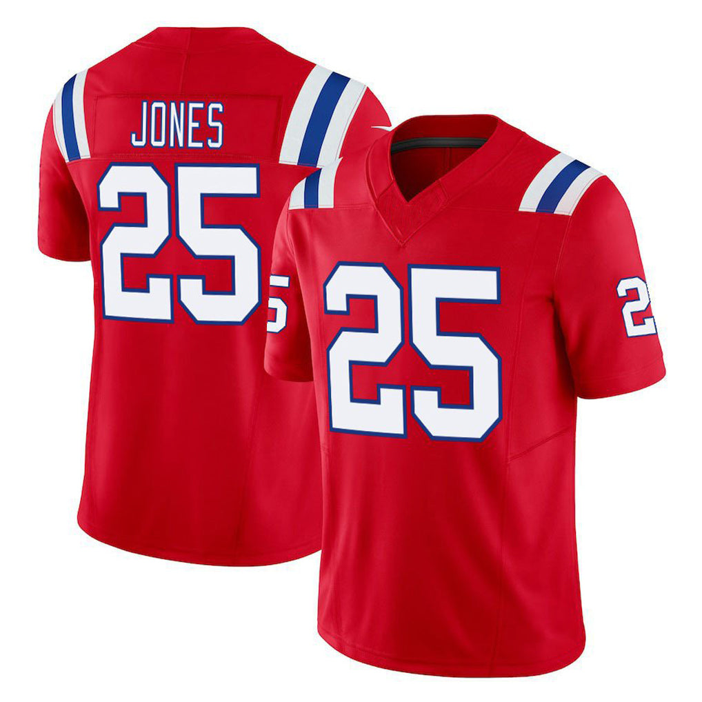 NE.Patriots #25 Marcus Jones Player Red Limited Vapor F.U.S.E. Home Game Odoa Stitched Jerseys