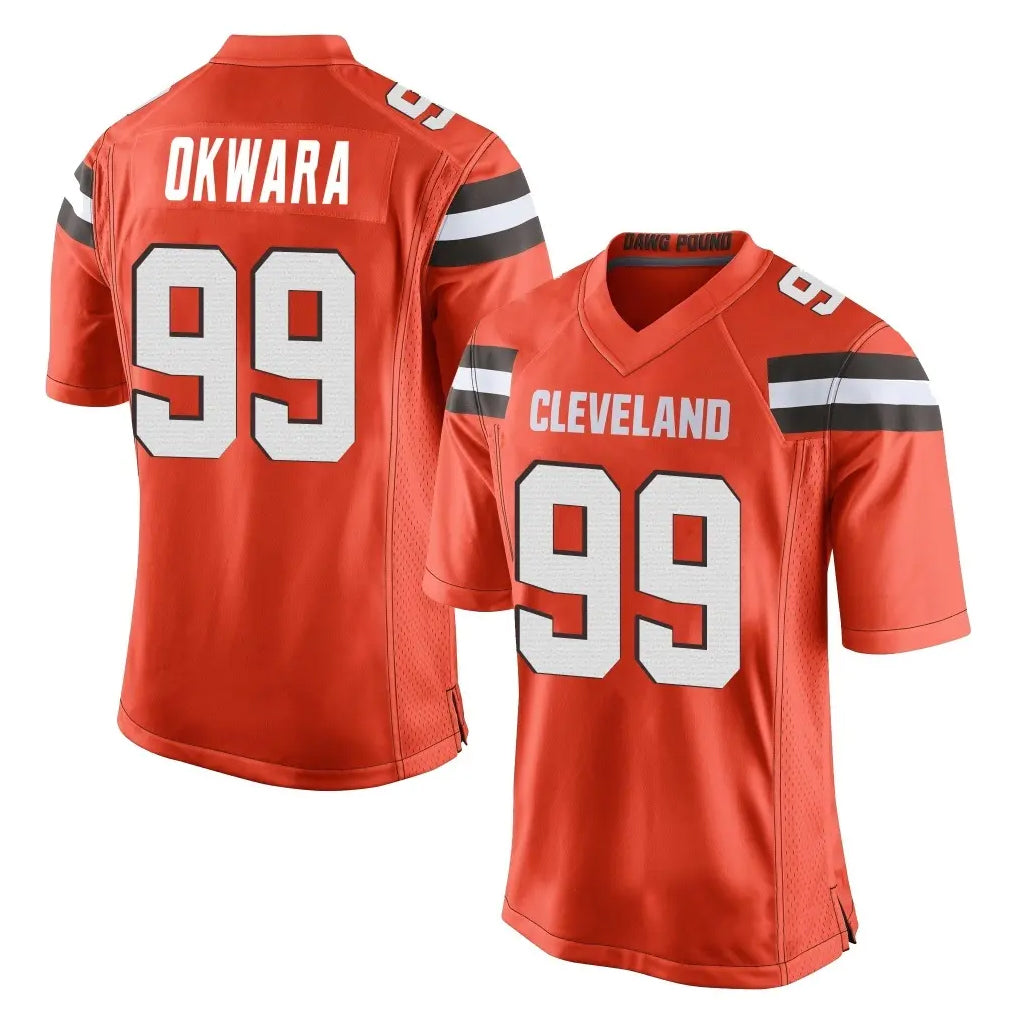 C.Browns #99 Julian Okwara Player Orange Vapor Limited Home Game Odoa Stitched Jerseys