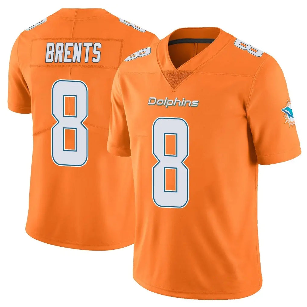 M.Dolphins #8 JuJu Brents Player Orange Limited Home Game Odoa Stitched Jerseys