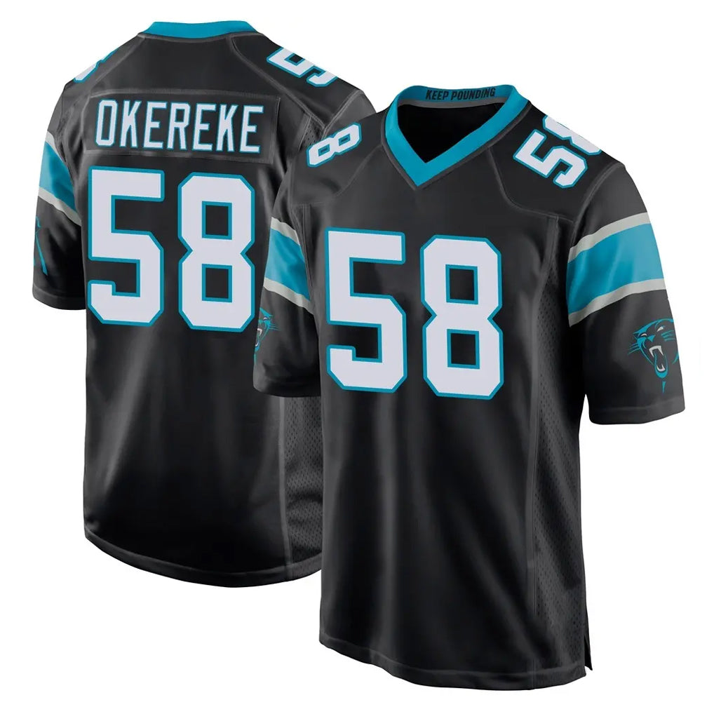 C.Panthers #58 Bobby Okereke Player Black Home Game Odoa Stitched Jerseys