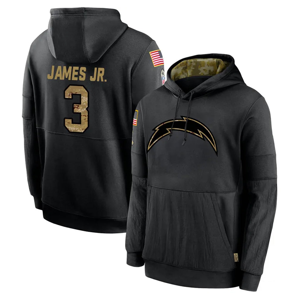LA.Chargers #3 Derwin James Jr. Player Black Salute to Service Hoodies Limited Game Odoa Stitched Jerseys