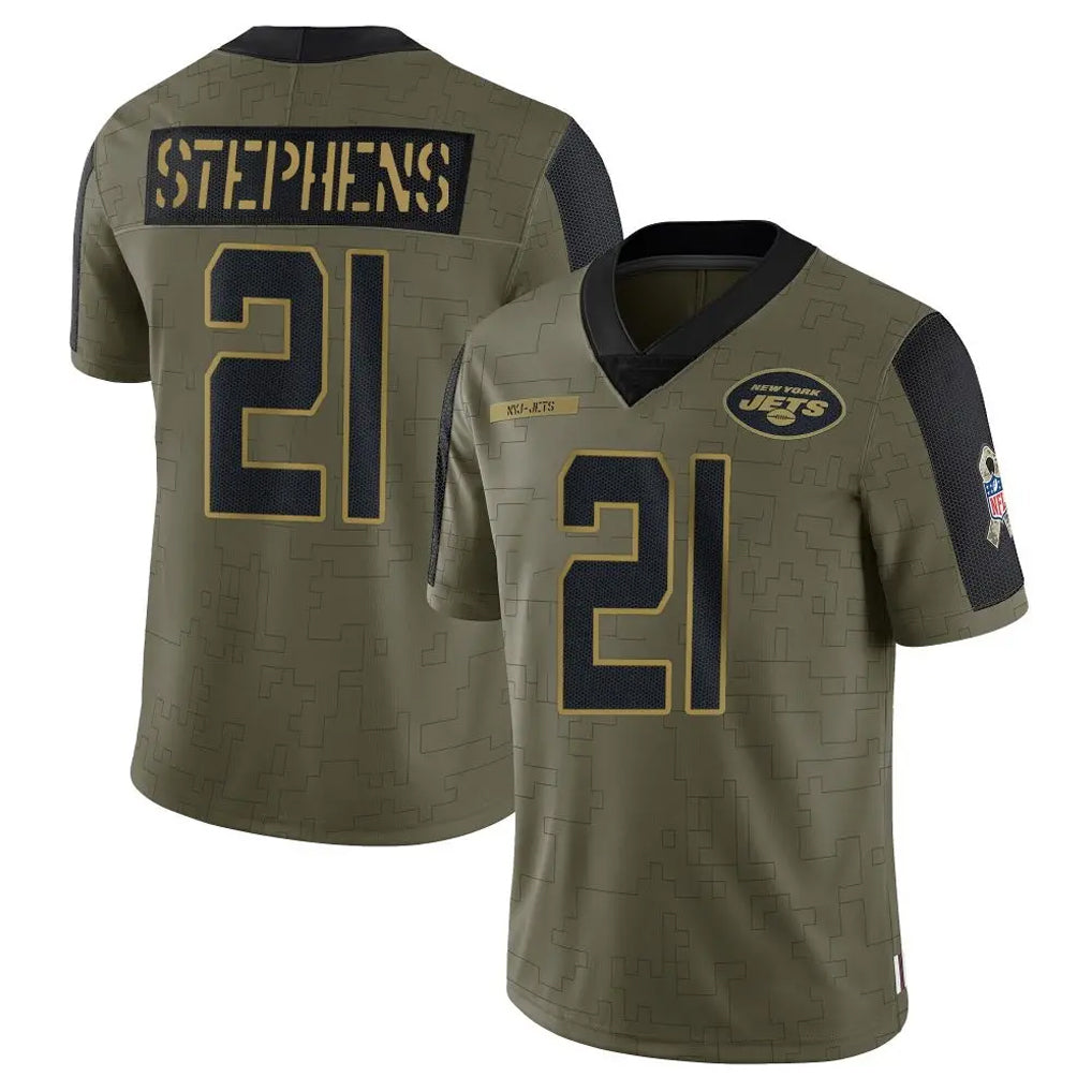 NY.Jets #21 Brandon Stephens Player Olive Salute To Service Limited Game Odoa Stitched Jerseys
