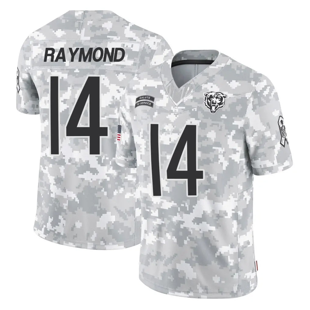 C.Bears #14 Kalif Raymond Player Arctic Camo Salute to Service Limited Odoa Stitched Jerseys