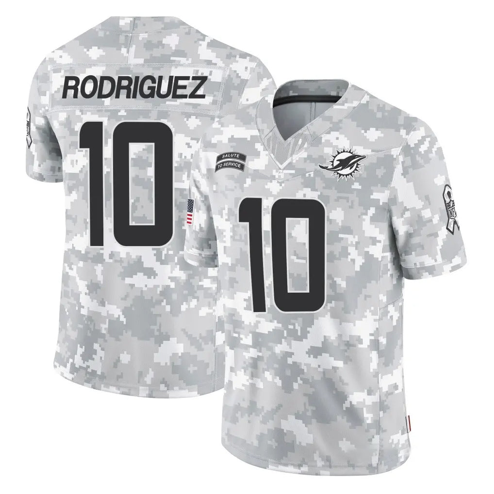 M.Dolphins #10 Jacob Rodriguez Player Arctic Camo Salute To Service Limited Game Odoa Stitched Jerseys
