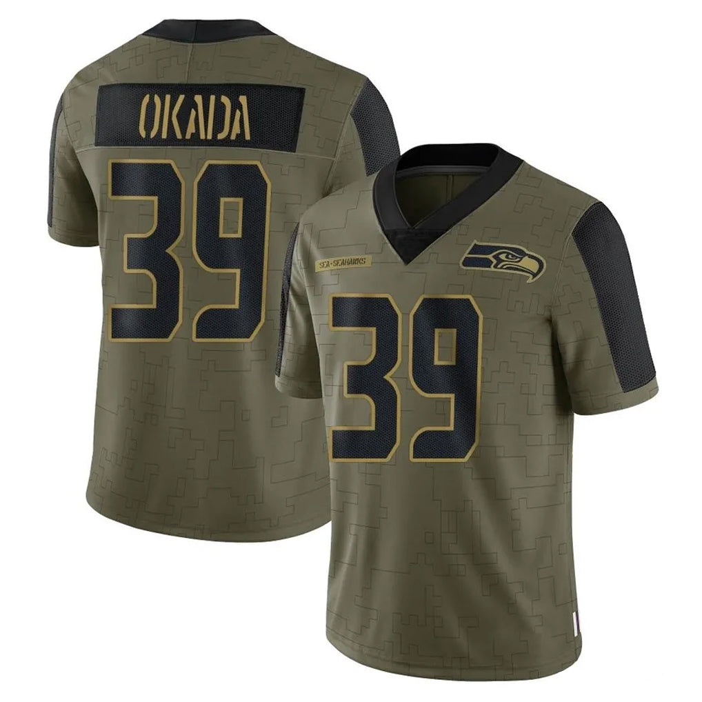 S.Seahawks #39 Ty Okada Player Olive Salute To Service Limited Game Odoa Stitched Jerseys