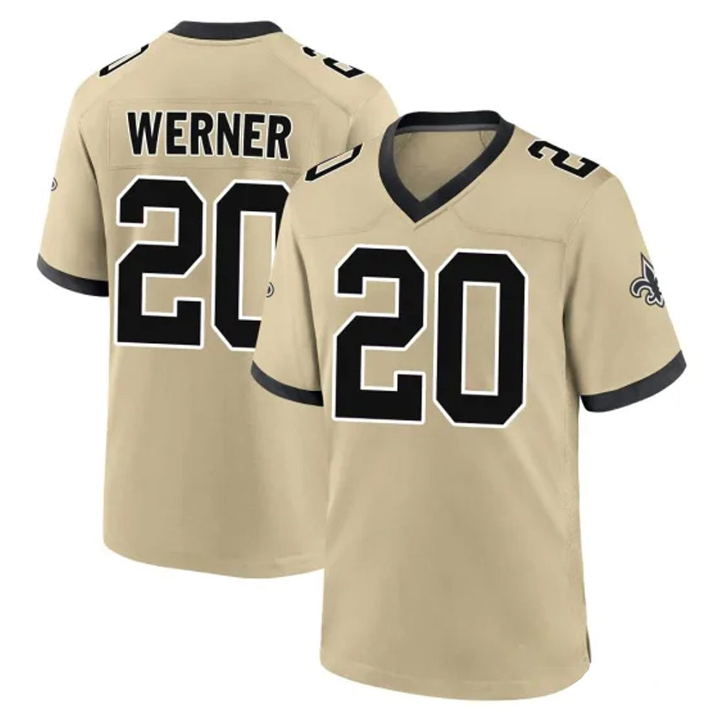NO.Saints #20 Pete Werner Player Gold Home Game Odoa Stitched Jerseys