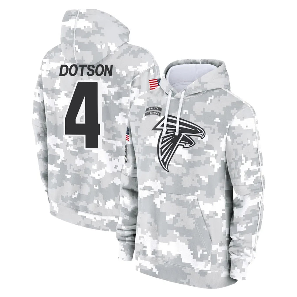 A.Falcons #4 Jahan Dotson Player Camo Arctic Salute to Service Hoodies Limited Odoa Stitched Jerseys
