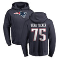NE.Patriots #75 Alijah Vera-Tucker Player Navy LOGO Pullover Hoodies Home Game Odoa Stitched Jerseys