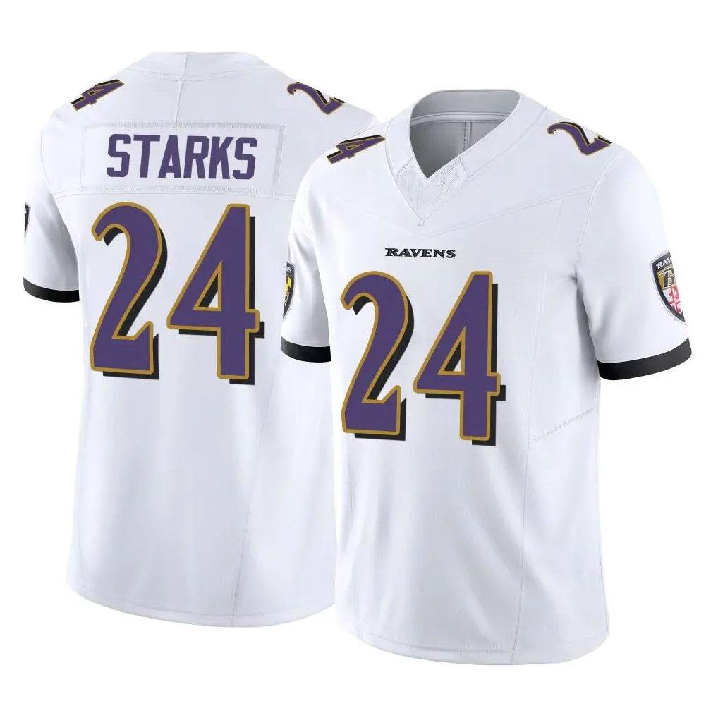 B.Ravens #24 Malaki Starks Player White Vapor F.U.S.E. Limited Home Game Odoa Stitched Jerseys